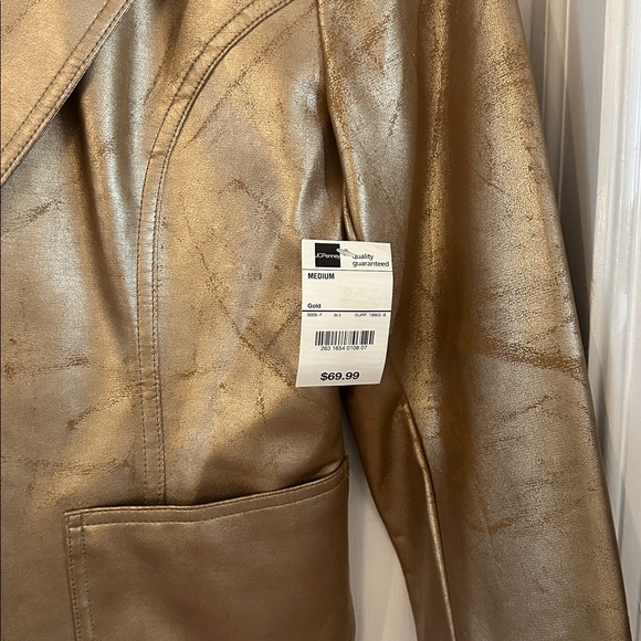 Vintage NWT Women's Worthington Gold Polyester Faux Leather Jacket Size Medium - Picture 4 of 9